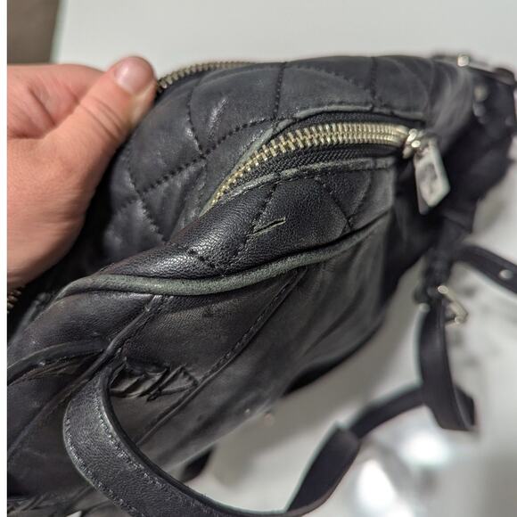 Michael Kors Rhea Medium Quilted Leather Backpack Black Rabbit Fur Womens Glam main image 3